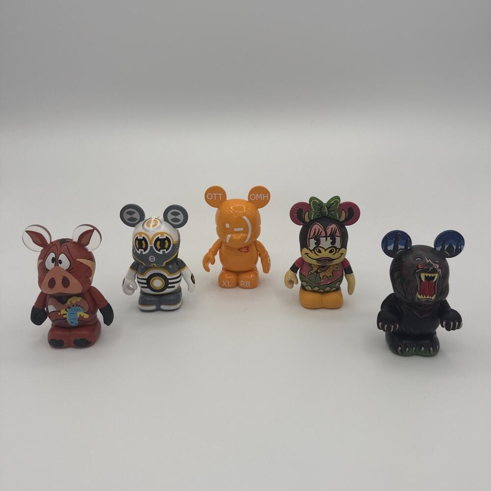Disney Vinylmation 3" Vinyl Figures Lot of 5 Mickey Minnie Pumbaa Collectibles
